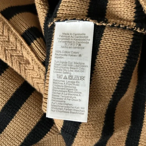 J.Crew Striped Cotton Lady Jacket Cardigan Sweater Camel Black Size Small - Picture 4 of 5